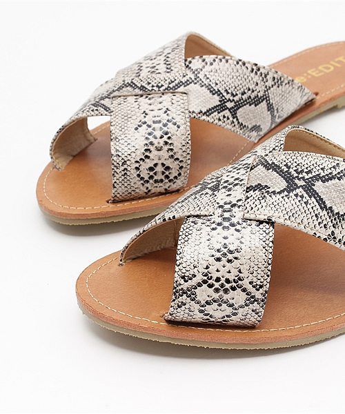 Re:EDIT（リエディ）の「クロスベルトフラットソールサンダル/リラックスサンダル/コンフォートサンダル/スリッパサンダル/シューズ[Re:EDIT/リエディ][春夏新作]（サンダル・レディース・パイソン/シルバー/ホワイト/ブラック・MEDIUM/X-LARGE/SMALL/LARGE）」の17枚目の写真