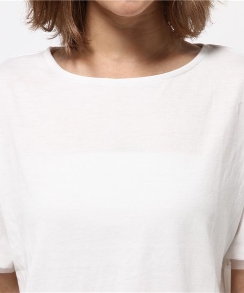 earth music&ecology(アースミュージックアンドエコロジー)の「袖チュールドッキングプルオーバー(Tシャツ/カットソー・レディース・オフホワイト/ブラック/ライトピンク/サックスブルー・FREE)」の8枚目の写真