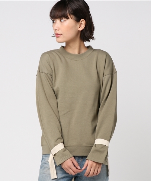 MOUSSY（マウジー）の「BACK STRAP SWEAT TOP（Tシャツ/カットソー・レディース・トップグレー/ブラック/ライトカーキ・FREE）」の14枚目の写真