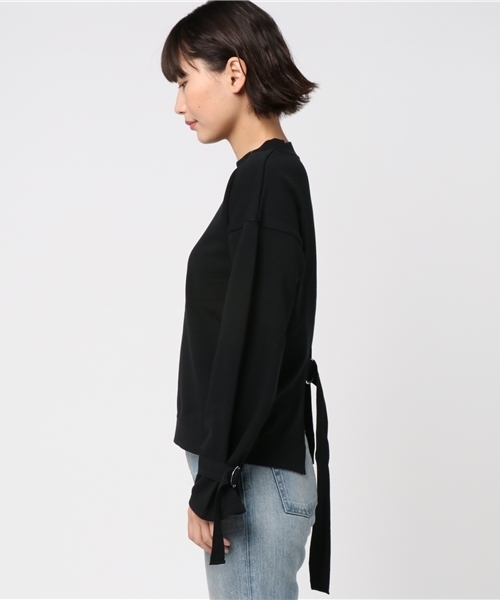 MOUSSY（マウジー）の「BACK STRAP SWEAT TOP（Tシャツ/カットソー・レディース・トップグレー/ブラック/ライトカーキ・FREE）」の5枚目の写真
