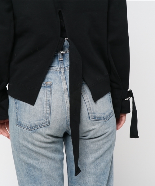 MOUSSY（マウジー）の「BACK STRAP SWEAT TOP（Tシャツ/カットソー・レディース・トップグレー/ブラック/ライトカーキ・FREE）」の9枚目の写真