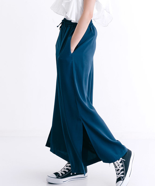 MERLOT（メルロー）の「裾スリットウエストギャザーワイドパンツ4921（その他パンツ・レディース・ブラック/グレー/ブルー/ブル－グレ－/ブルーグリーン/キャメル・FREE）」の6枚目の写真