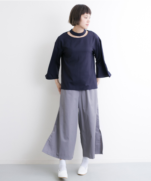 MERLOT（メルロー）の「裾スリットウエストギャザーワイドパンツ4921（その他パンツ・レディース・ブラック/グレー/ブルー/ブル－グレ－/ブルーグリーン/キャメル・FREE）」の16枚目の写真