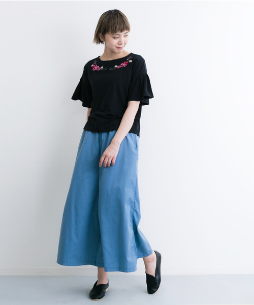 MERLOT（メルロー）の「裾スリットウエストギャザーワイドパンツ4921（その他パンツ・レディース・ブラック/グレー/ブルー/ブル－グレ－/ブルーグリーン/キャメル・FREE）」の14枚目の写真