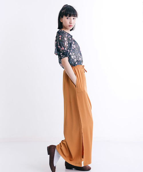 MERLOT（メルロー）の「裾スリットウエストギャザーワイドパンツ4921（その他パンツ・レディース・ブラック/グレー/ブルー/ブル－グレ－/ブルーグリーン/キャメル・FREE）」の9枚目の写真