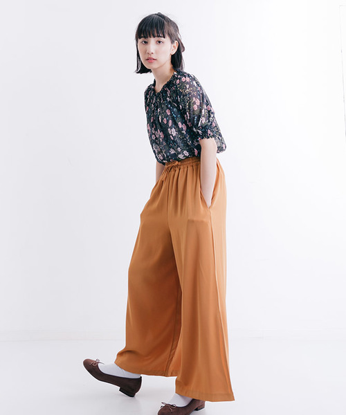 MERLOT（メルロー）の「裾スリットウエストギャザーワイドパンツ4921（その他パンツ・レディース・ブラック/グレー/ブルー/ブル－グレ－/ブルーグリーン/キャメル・FREE）」の10枚目の写真