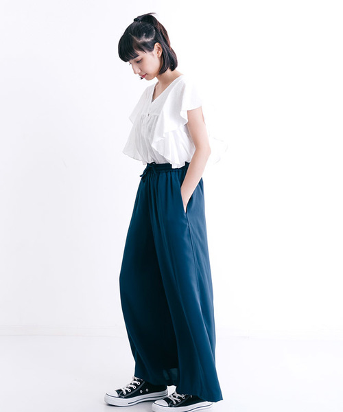 MERLOT（メルロー）の「裾スリットウエストギャザーワイドパンツ4921（その他パンツ・レディース・ブラック/グレー/ブルー/ブル－グレ－/ブルーグリーン/キャメル・FREE）」の11枚目の写真