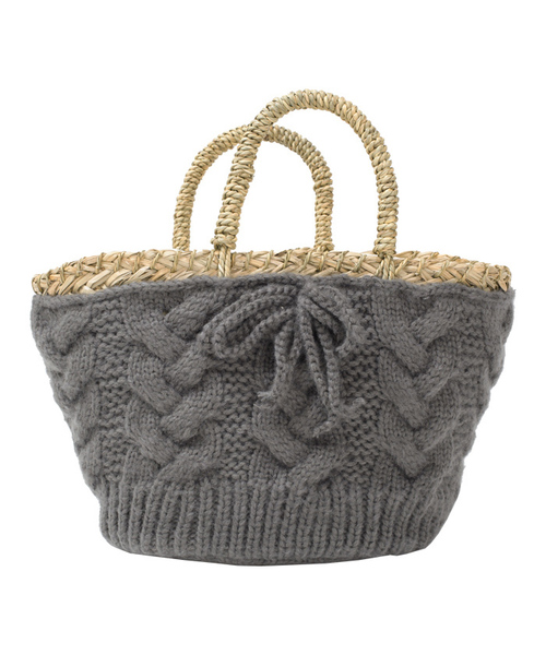 titivate（ティティベイト）の「ｹｰﾌﾞﾙ編みﾆｯﾄｶｺﾞﾊﾞｯｸﾞ（かごバッグ・レディース・ブラック/グレー/ブラウン/ベージュ/ピンク・FREE）」の3枚目の写真