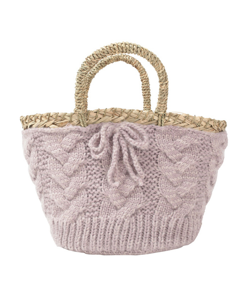 titivate（ティティベイト）の「ｹｰﾌﾞﾙ編みﾆｯﾄｶｺﾞﾊﾞｯｸﾞ（かごバッグ・レディース・ブラック/グレー/ブラウン/ベージュ/ピンク・FREE）」の5枚目の写真