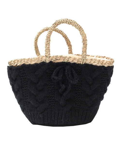 titivate（ティティベイト）の「ｹｰﾌﾞﾙ編みﾆｯﾄｶｺﾞﾊﾞｯｸﾞ（かごバッグ・レディース・ブラック/グレー/ブラウン/ベージュ/ピンク・FREE）」の2枚目の写真