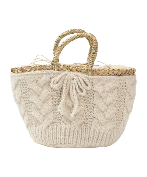 titivate（ティティベイト）の「ｹｰﾌﾞﾙ編みﾆｯﾄｶｺﾞﾊﾞｯｸﾞ（かごバッグ・レディース・ブラック/グレー/ブラウン/ベージュ/ピンク・FREE）」の15枚目の写真