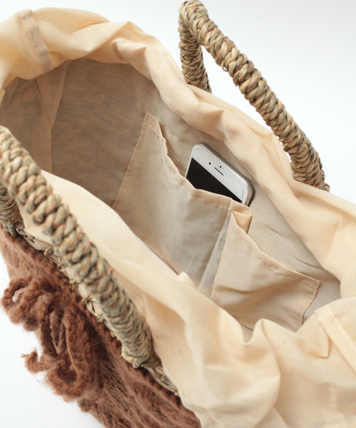 titivate（ティティベイト）の「ｹｰﾌﾞﾙ編みﾆｯﾄｶｺﾞﾊﾞｯｸﾞ（かごバッグ・レディース・ブラック/グレー/ブラウン/ベージュ/ピンク・FREE）」の12枚目の写真