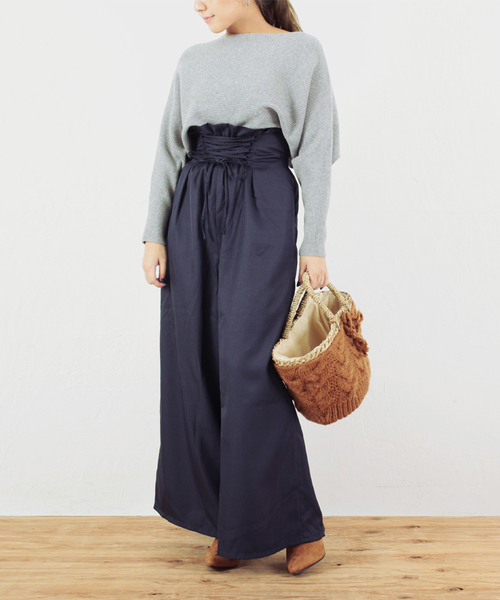 titivate（ティティベイト）の「ｹｰﾌﾞﾙ編みﾆｯﾄｶｺﾞﾊﾞｯｸﾞ（かごバッグ・レディース・ブラック/グレー/ブラウン/ベージュ/ピンク・FREE）」の16枚目の写真