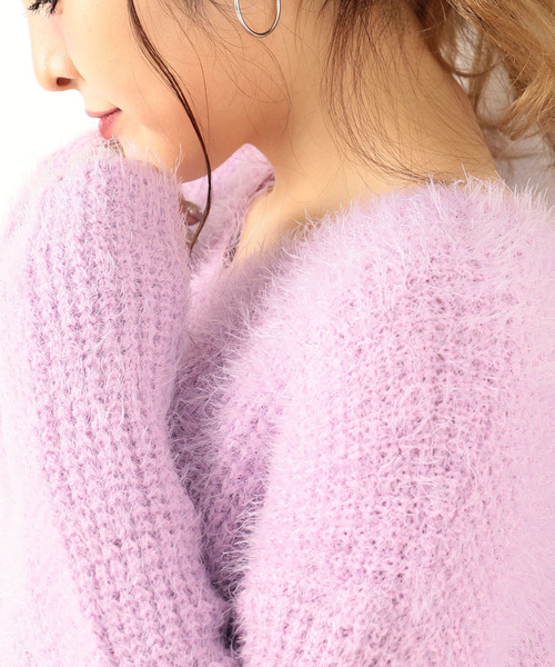 archives（アルシーヴ）の「シャギーニットプルオーバー（ニット/セーター・レディース・アイボリー/ブラック/グレー/ラベンダー・MEDIUM）」の4枚目の写真