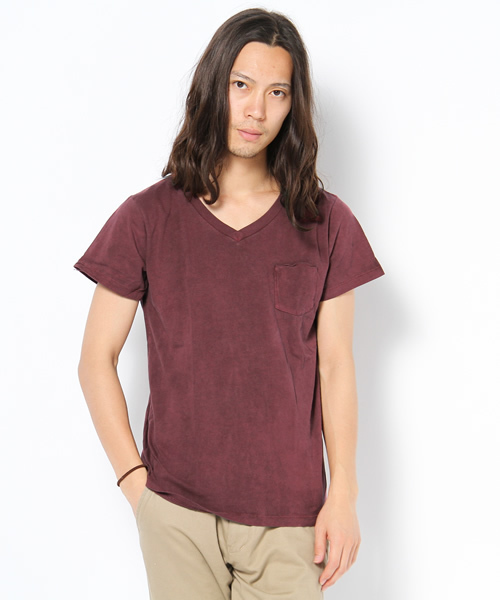 乱痴気（ランチキ）の「niche / Pigment V-neck Tee（Tシャツ/カットソー・メンズ・パープル/グレー/バーガンディー・MEDIUM/LARGE）」の3枚目の写真