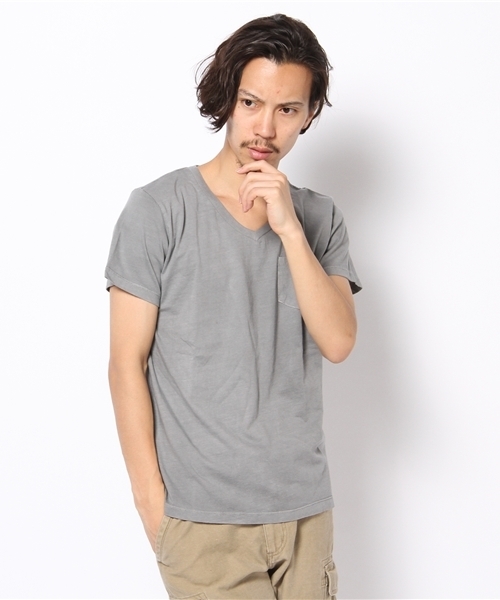 乱痴気（ランチキ）の「niche / Pigment V-neck Tee（Tシャツ/カットソー・メンズ・パープル/グレー/バーガンディー・MEDIUM/LARGE）」の2枚目の写真