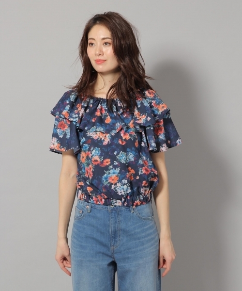 Andemiu（アンデミュウ）の「ラッフルフラワーブラウス785913（シャツ/ブラウス・レディース・ネイビー/ホワイト・FREE）」の12枚目の写真