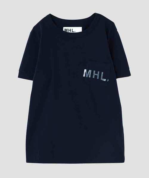 MHL.(エムエイチエル)の「PRINTED JERSEY(オンラインストア限定)(Tシャツ/カットソー・レディース・ネイビー/ライトグレー・2/3)」の1枚目の写真