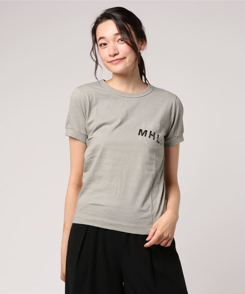 MHL.(エムエイチエル)の「PRINTED JERSEY(オンラインストア限定)(Tシャツ/カットソー・レディース・ネイビー/ライトグレー・2/3)」の7枚目の写真