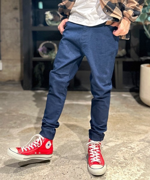 BEATJIVE（ビートジャイブ）の「ストレッチデニムジョガーパンツ デニム or コーデュロイ イージーパンツ スリム スキニーパンツ ヴィンテージ加工 メンズ（デニムパンツ・メンズ・ネイビー/インディゴブルー/ブルー/ブラック/ベージュ/ブルーグリーン/ベージュ系その他/ブラック系その他/ホワイト×ブルー/バーガンディー/ブルー系その他/ブルー系その他2/カーキ/ブラック系その他3/ブラック系その他2・2/4/3/1）」の9枚目の写真