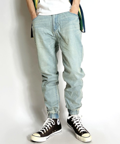 BEATJIVE（ビートジャイブ）の「ストレッチデニムジョガーパンツ デニム or コーデュロイ イージーパンツ スリム スキニーパンツ ヴィンテージ加工 メンズ（デニムパンツ・メンズ・ネイビー/インディゴブルー/ブルー/ブラック/ベージュ/ブルーグリーン/ベージュ系その他/ブラック系その他/ホワイト×ブルー/バーガンディー/ブルー系その他/ブルー系その他2/カーキ/ブラック系その他3/ブラック系その他2・2/4/3/1）」の11枚目の写真