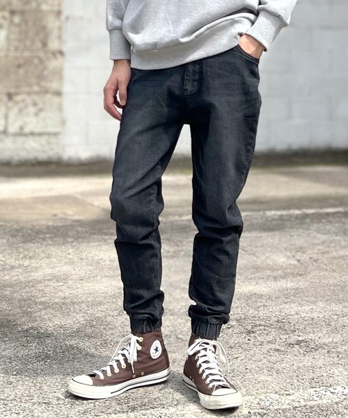 BEATJIVE（ビートジャイブ）の「ストレッチデニムジョガーパンツ デニム or コーデュロイ イージーパンツ スリム スキニーパンツ ヴィンテージ加工 メンズ（デニムパンツ・メンズ・ネイビー/インディゴブルー/ブルー/ブラック/ベージュ/ブルーグリーン/ベージュ系その他/ブラック系その他/ホワイト×ブルー/バーガンディー/ブルー系その他/ブルー系その他2/カーキ/ブラック系その他3/ブラック系その他2・2/4/3/1）」の5枚目の写真