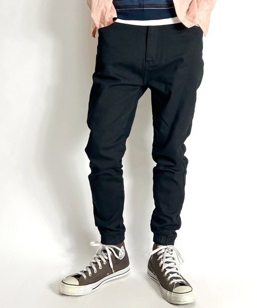 BEATJIVE（ビートジャイブ）の「ストレッチデニムジョガーパンツ デニム or コーデュロイ イージーパンツ スリム スキニーパンツ ヴィンテージ加工 メンズ（デニムパンツ・メンズ・ネイビー/インディゴブルー/ブルー/ブラック/ベージュ/ブルーグリーン/ベージュ系その他/ブラック系その他/ホワイト×ブルー/バーガンディー/ブルー系その他/ブルー系その他2/カーキ/ブラック系その他3/ブラック系その他2・2/4/3/1）」の3枚目の写真