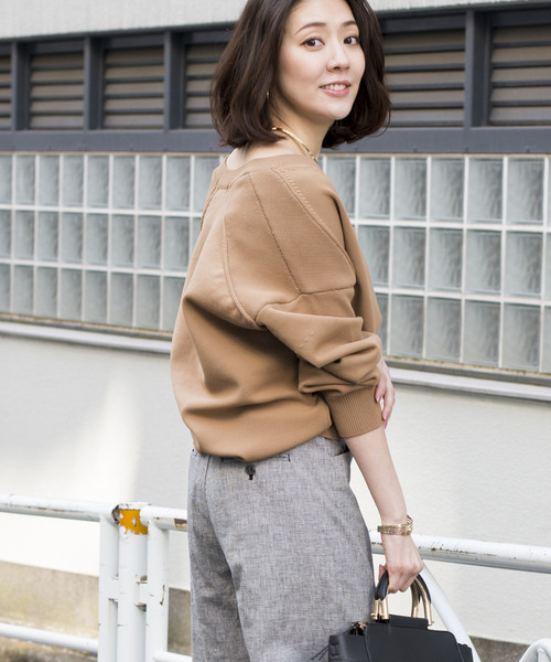 RIVE DROITE（リヴドロワ）の「ローゲージショートニット（ニット/セーター・レディース・グリーン/オフホワイト/キャメル・FREE）」の6枚目の写真