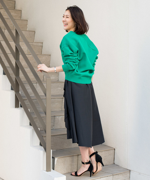 RIVE DROITE（リヴドロワ）の「ローゲージショートニット（ニット/セーター・レディース・グリーン/オフホワイト/キャメル・FREE）」の10枚目の写真