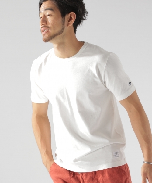 BAYFLOW（ベイフロー）の「30/2 BASICクルーネックTシャツ（Tシャツ/カットソー・メンズ・ホワイト/ネイビー/ベージュ/パープル/オリーブ/オレンジ・LARGE/SMALL/MEDIUM）」の2枚目の写真