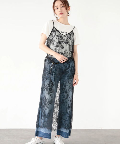 Editt by YECCA VECCA（エディットバイイェッカヴェッカ）の「Ｐ．レースキャミワンピース（ワンピース・レディース・ブラック/ベージュ・FREE）」の2枚目の写真