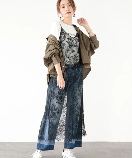 Editt by YECCA VECCA（エディットバイイェッカヴェッカ）の「Ｐ．レースキャミワンピース（ワンピース・レディース・ブラック/ベージュ・FREE）」の8枚目の写真