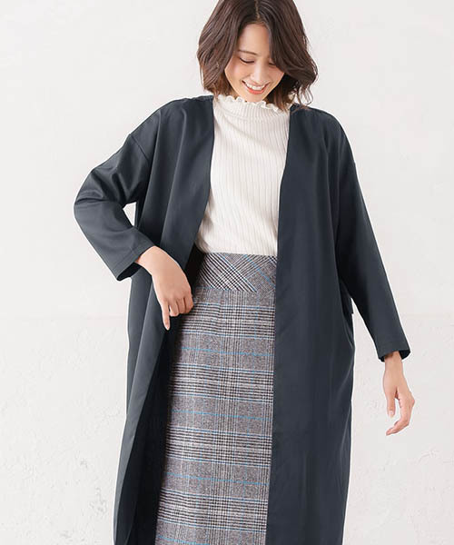 Pierrot（ピエロ）の「バックフリルデザインアウター（ノーカラージャケット・レディース・ダークネイビー/グリーン系その他/ベージュ/ライトカーキ/ライトベージュ・M/L）」の11枚目の写真