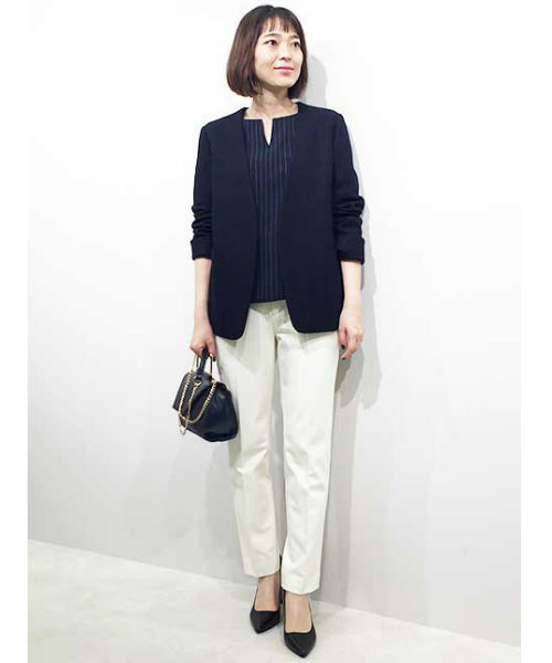 22 OCTOBRE（ヴァンドゥ－オクトーブル）の「圧縮ジャケット（ノーカラージャケット・レディース・グレー/ネイビー・38/40）」の21枚目の写真