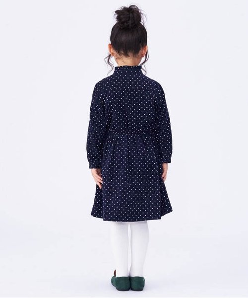 apres les cours（アプレレクール）の「ドットプリントシャツコールワンピース（ワンピース・キッズ・ワインレッド/ネイビー・120/140/90/110/130/80/100）」の3枚目の写真