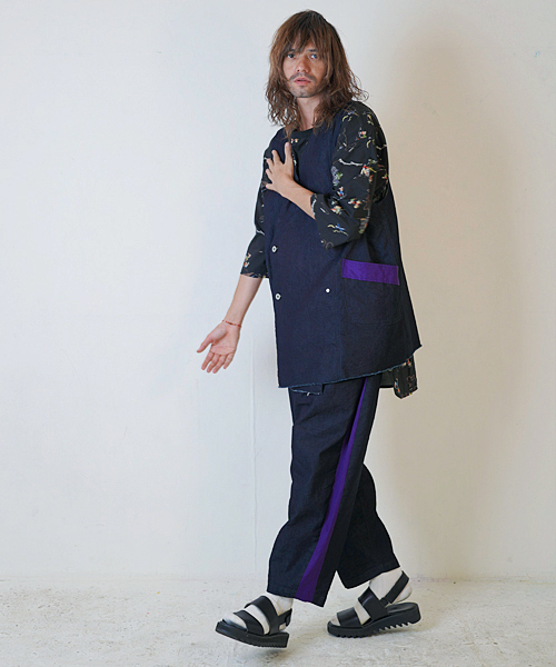 masterkey（マスターキー）の「mp6612-SABI ワイドデニムクロップドパンツ（その他パンツ・メンズ・ブラック/パープル・1/2/3）」の3枚目の写真