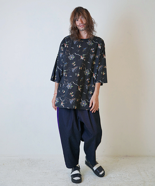 masterkey（マスターキー）の「mp6612-SABI ワイドデニムクロップドパンツ（その他パンツ・メンズ・ブラック/パープル・1/2/3）」の4枚目の写真