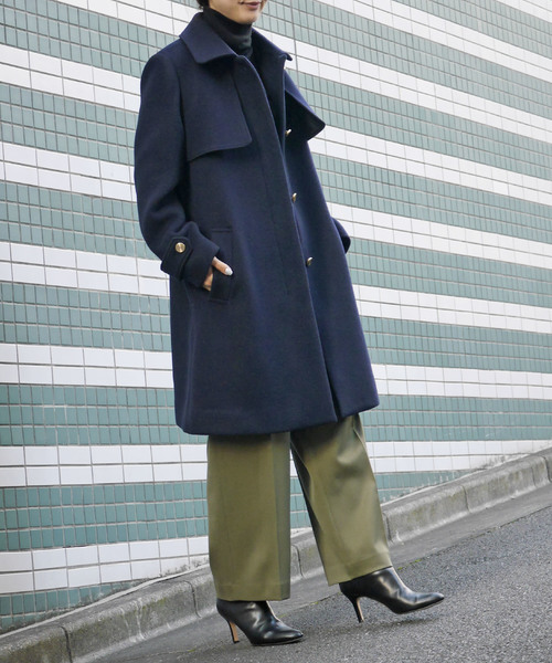 allureville(アルアバイル)の「メリンプビーバーステンカラーコート(ステンカラーコート)」|ネイビー