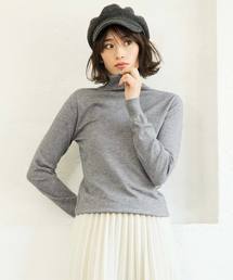 [ハイネックorタートルネック]選べる2typeストレッチニットトップス