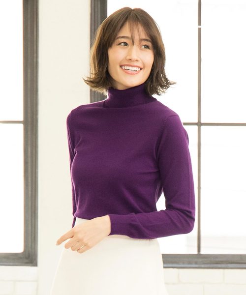 KOBE LETTUCE（コウベレタス）の「[ハイネックorタートルネック]選べる2typeストレッチニットトップス（ニット/セーター・レディース・ブラック/パープル/グレー/アイボリー/ボルドー/マスタード/ホワイト系その他/ブラック系その他/グレー系その他/パープル系その他/イエロー系その他/レッド系その他・FREE）」の9枚目の写真