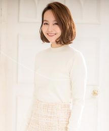 [ハイネックorタートルネック]選べる2typeストレッチニットトップス