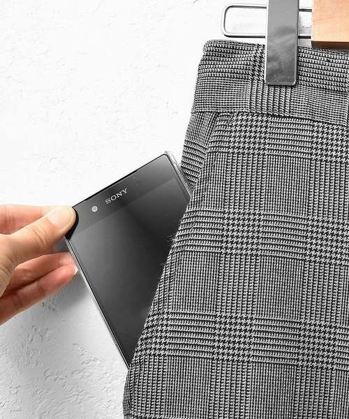 MinoriTY（マイノリティ）の「グレンチェックトラウザー TRストレッチテーパードパンツ（チノパンツ・メンズ・ブラウン/グレー・M/L/XL）」の9枚目の写真