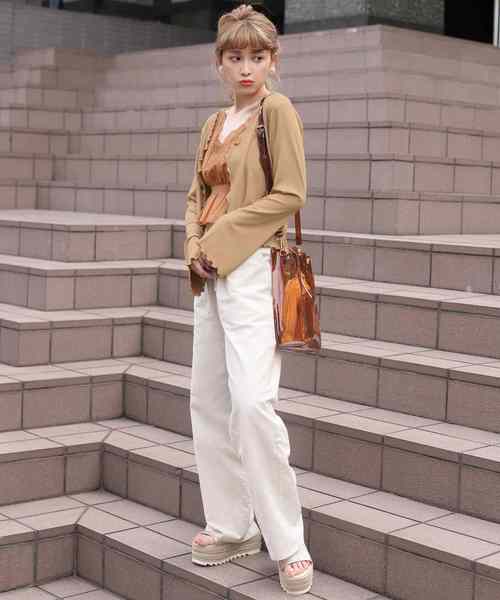 one after another NICE CLAUP（ワンアフターアナザーナイスクラップ）の「レースビスチェセットテレコカーディガン（アンサンブル・レディース・ベージュ/オフホワイト/テラコッタ・FREE）」の9枚目の写真