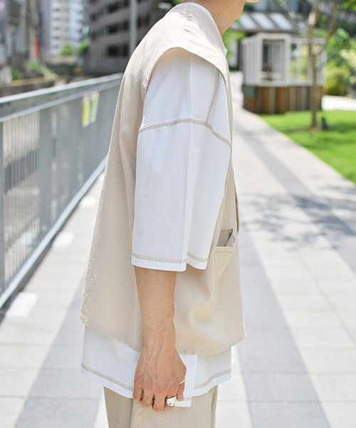 kutir（クティール）の「リネンアシメベストセットアップ（ベスト・メンズ・ベージュ/オフホワイト・SMALL/MEDIUM）」の10枚目の写真