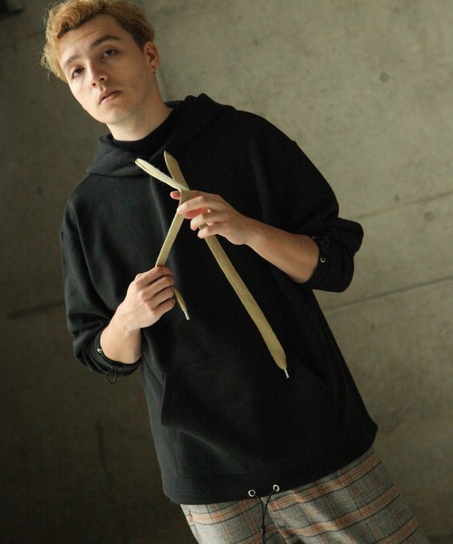 NILWAY（ニルウェイ）の「【Nilway】USコットンドローコード付きプルオーバーパーカー（パーカー・メンズ・ホワイト/ブラック/ベージュ/ブラウン・MEDIUM/LARGE/X-LARGE）」の3枚目の写真