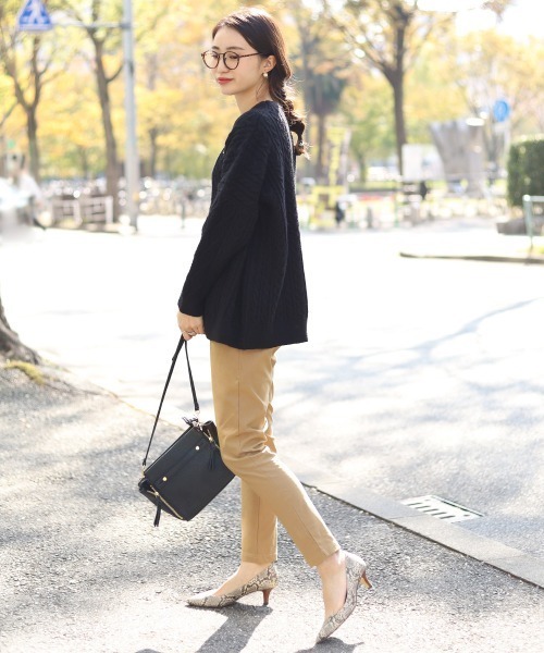 Bou Jeloud（ブージュルード）の「温か裏起毛素材◆ハイテンションパンツ（その他パンツ・レディース・チャコールグレー/ブラック/ベージュ/キャメル・40/38/36）」の8枚目の写真