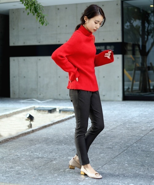 Bou Jeloud（ブージュルード）の「温か裏起毛素材◆ハイテンションパンツ（その他パンツ・レディース・チャコールグレー/ブラック/ベージュ/キャメル・40/38/36）」の19枚目の写真