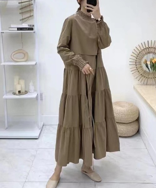 新品タグ付き⭐️BEIGE,ロングワンピース　セットアップ風 新品タグ付き⭐️BEIGE ロングワンピース セットアップ風