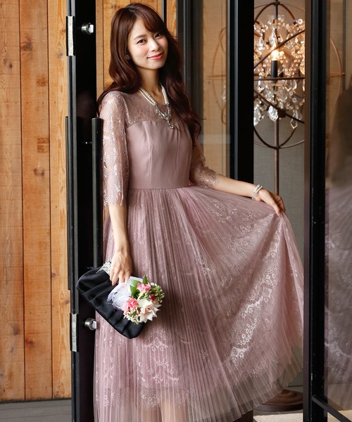 PourVous(プールヴー)の「七分袖&ミモレ丈 ワンピースドレスレイヤード 大きいサイズ 結婚式 フォーマル オケージョンドレス お呼ばれ 二次会 成人式 (ドレス・レディース・ネイビー/スモークピンク/ライトグレー・M/L/XL/S/4L/XXL)」の11枚目の写真