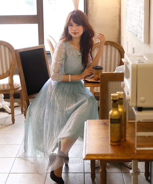 PourVous(プールヴー)の「七分袖&ミモレ丈 ワンピースドレスレイヤード 大きいサイズ 結婚式 フォーマル オケージョンドレス お呼ばれ 二次会 成人式 (ドレス・レディース・ネイビー/スモークピンク/ライトグレー・M/L/XL/S/4L/XXL)」の21枚目の写真